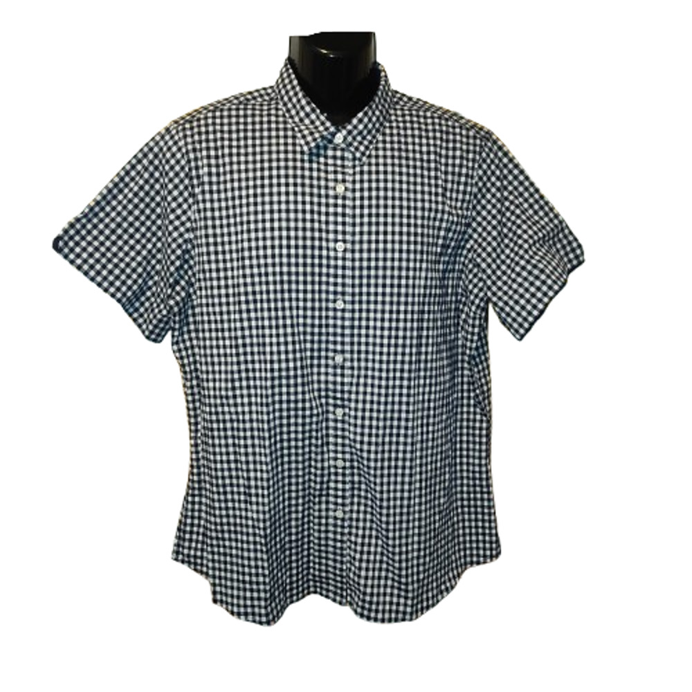 HPI Men’s Blue&White Checkered Short Sleeve Button Down Shirt Size 2XL BG40